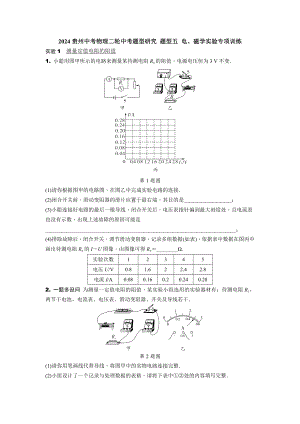 2024贵州中考物理二轮中考题型研究 题型五 电、磁学实验专项训练 (含答案).docx