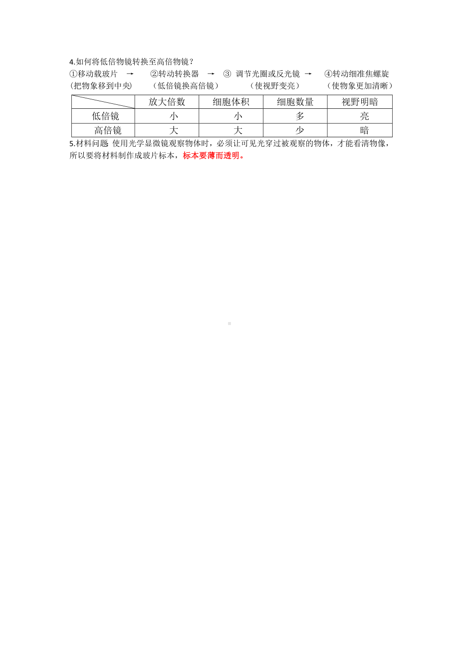 2024新苏教版七年级上册《生物》显微镜知识点背诵.docx_第3页