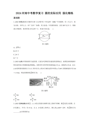 2024河南中考数学复习 圆的实际应用 强化精练 (含答案).docx