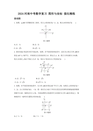 2024河南中考数学复习 图形与坐标 强化精练 (含答案).docx