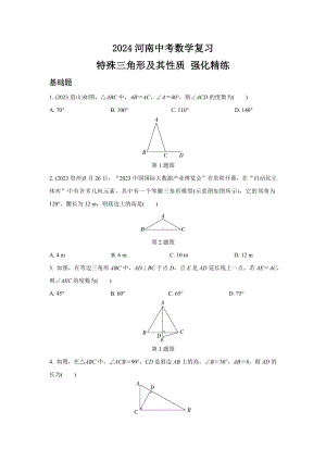 2024河南中考数学复习 特殊三角形及其性质 强化精练 (含答案).docx