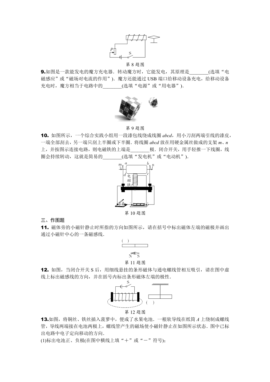 2024辽宁中考物理二轮复习专题专项训练 第19讲 电与磁 (含答案).docx_第3页