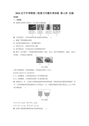 2024辽宁中考物理二轮复习专题专项训练 第4讲 压强 (含答案).docx