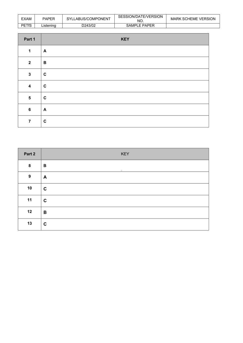 2020KET新题型官方模拟卷（听力部分答案+原文）.docx_第1页