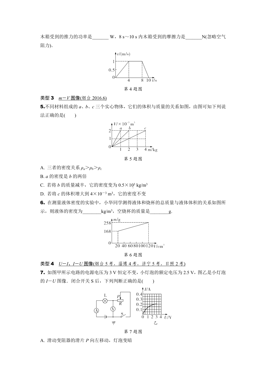 2024山东中考物理二轮微专题 坐标曲线题专项训练(含答案).docx_第2页