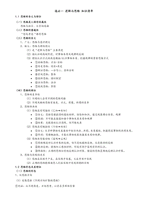 逻辑与思维知识清单-2025届高考政治一轮复习统编版选择性必修三.docx