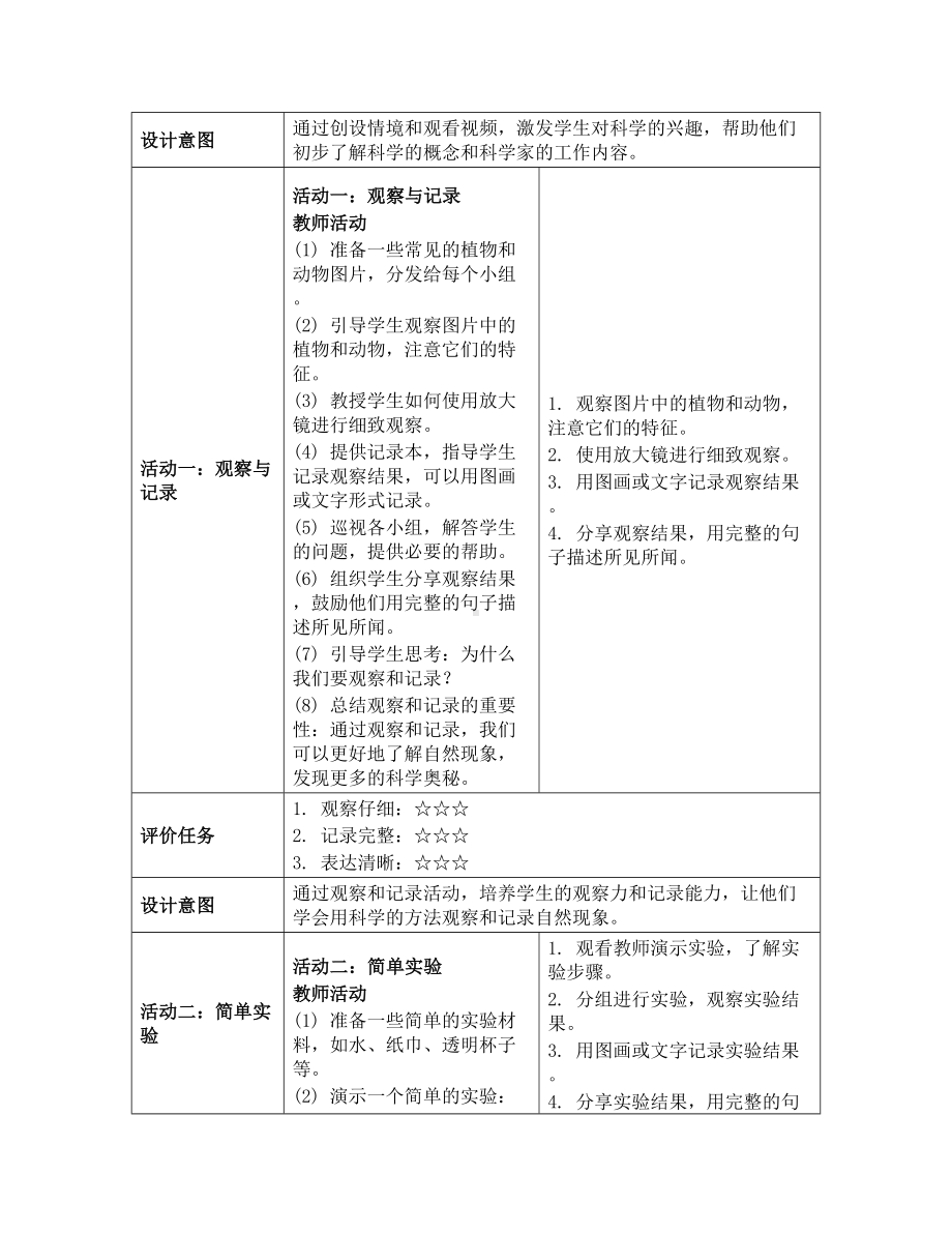 1 小小科学家 教学设计-2024新苏教版一年级上册《科学》.docx_第3页