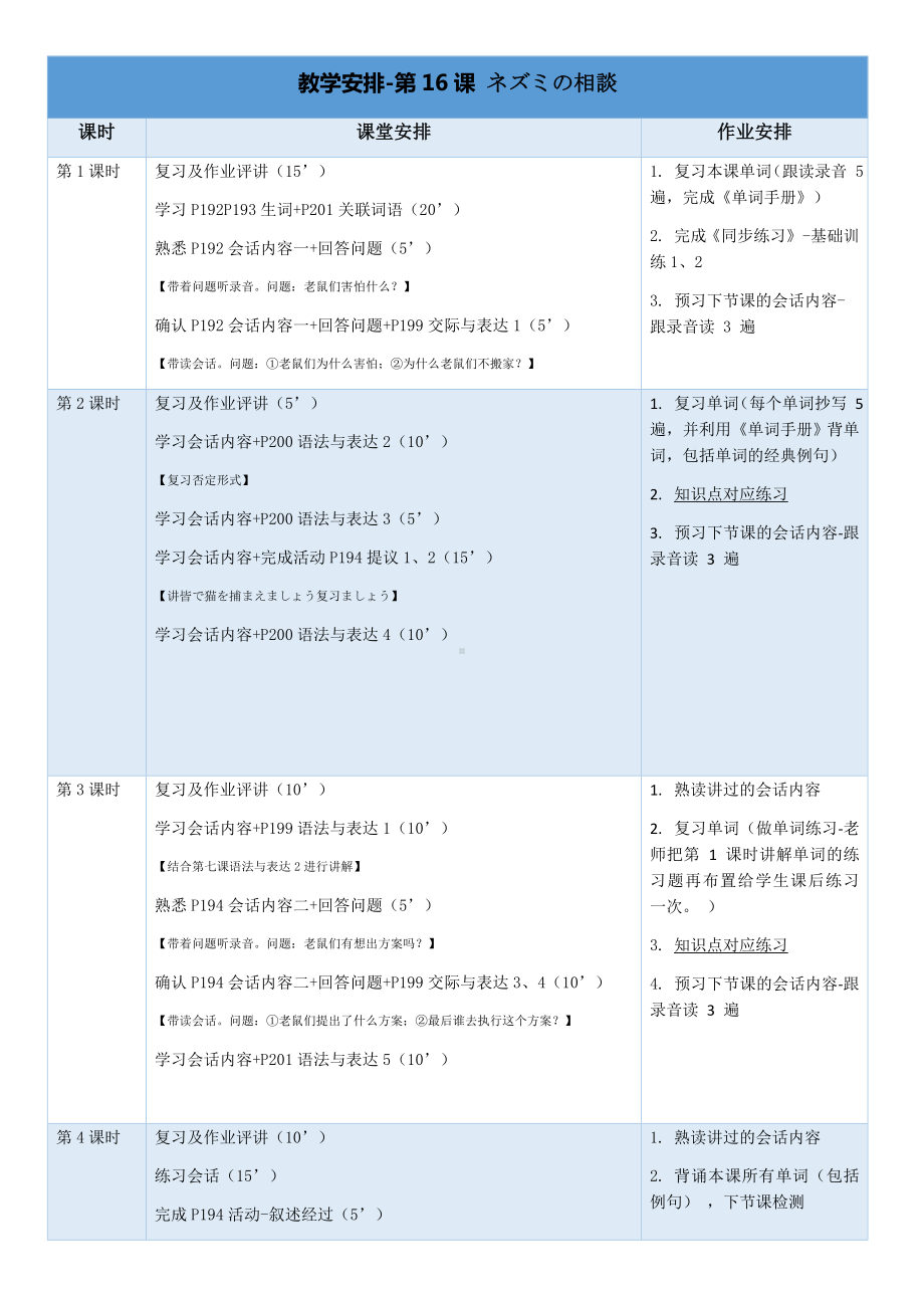 第16课 ねずみの相談 教案-2024新人教版《初中日语》必修第一册.docx_第1页