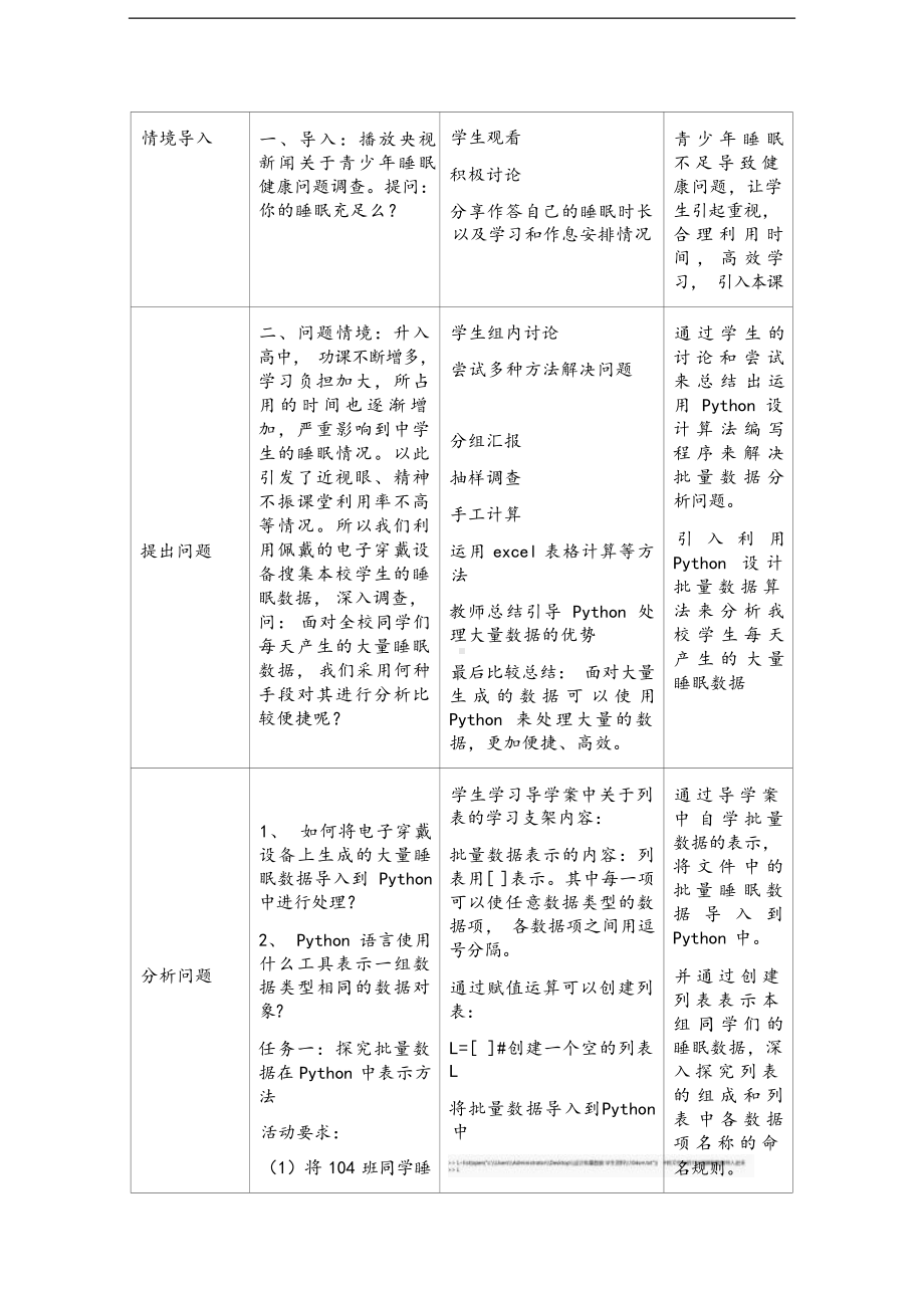 第三单元《算法和程序设计》《项目八 分析睡眠健康数据——算法与程序设计》 教学设计　2023—2024学年沪科版（2019）高中信息技术必修1.docx_第2页