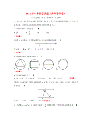 2012年贵州毕节市中考数学真题（含答案）.doc