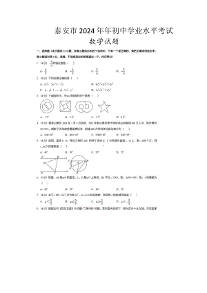 2024年山东省泰安市中考数学试题.docx