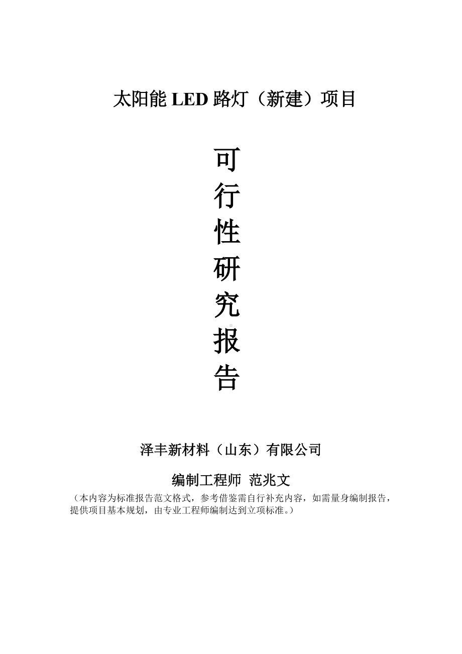 太阳能LED路灯建议书可行性研究报告备案可修改案例模板.doc_第1页