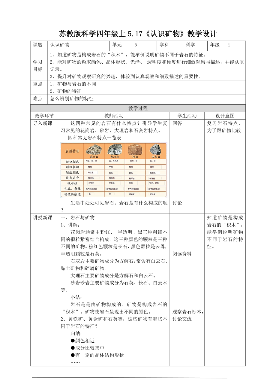 5.17《认识矿物》ppt课件（30张PPT） 教案 练习 素材-2024新苏教版四年级上册《科学》.rar