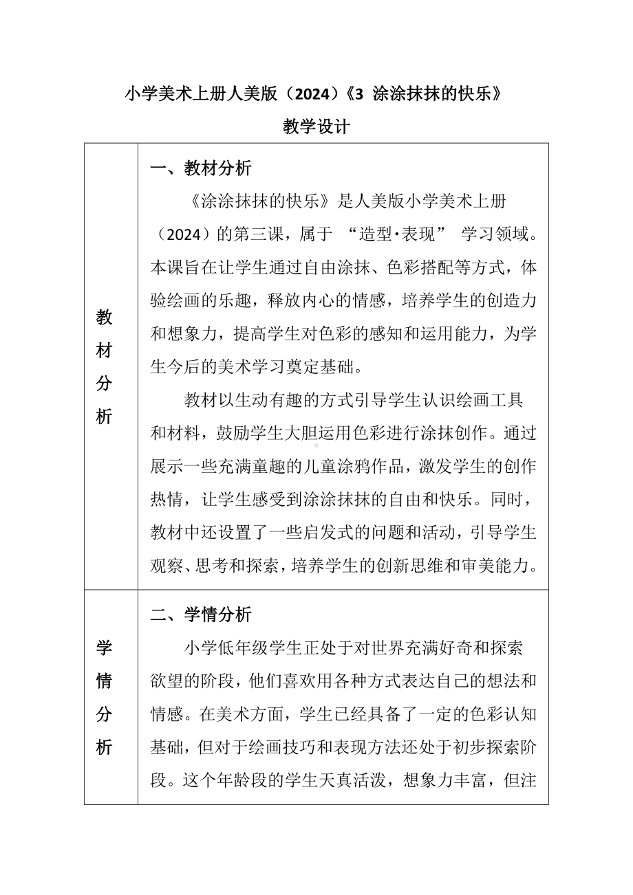 涂涂抹抹的快乐（教学设计） (2)-2024新苏少版一年级上册《美术》.docx_第1页