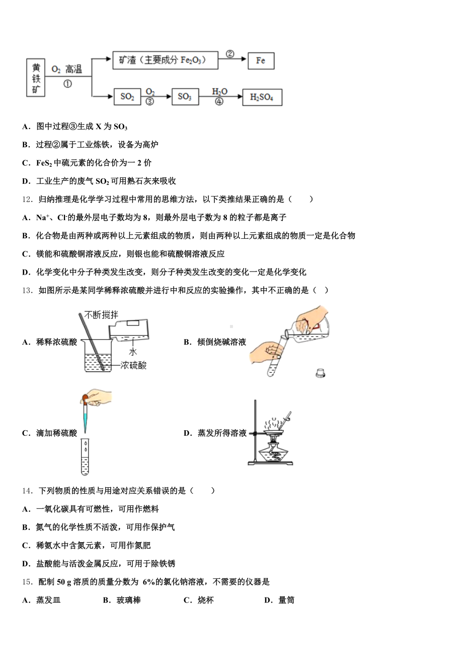 重庆市忠县达标名校2024-2025学年初三下学期4月月考(三)化学试题含解析.doc_第3页