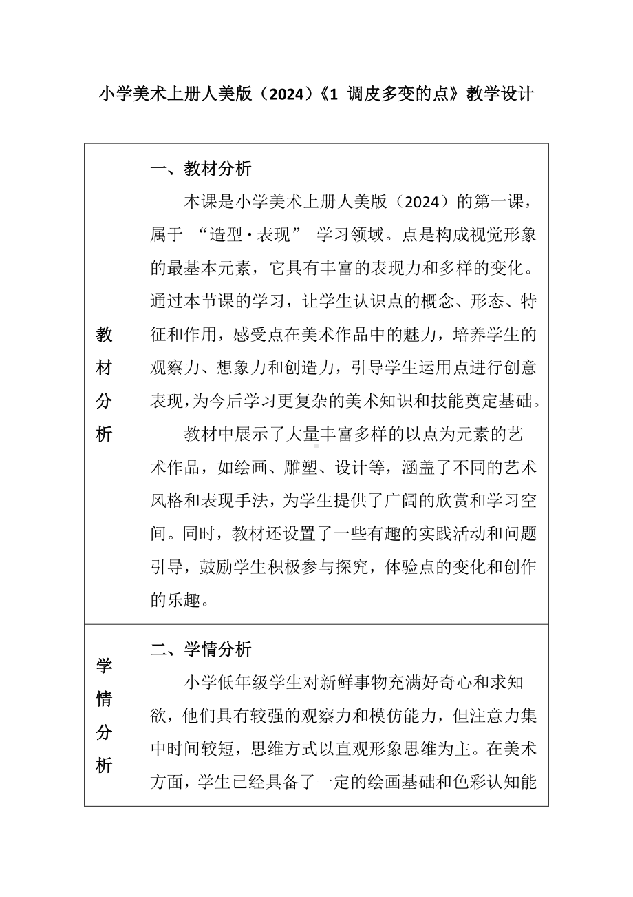 调皮多变的点（教学设计）-2024新苏少版一年级上册《美术》.docx_第1页