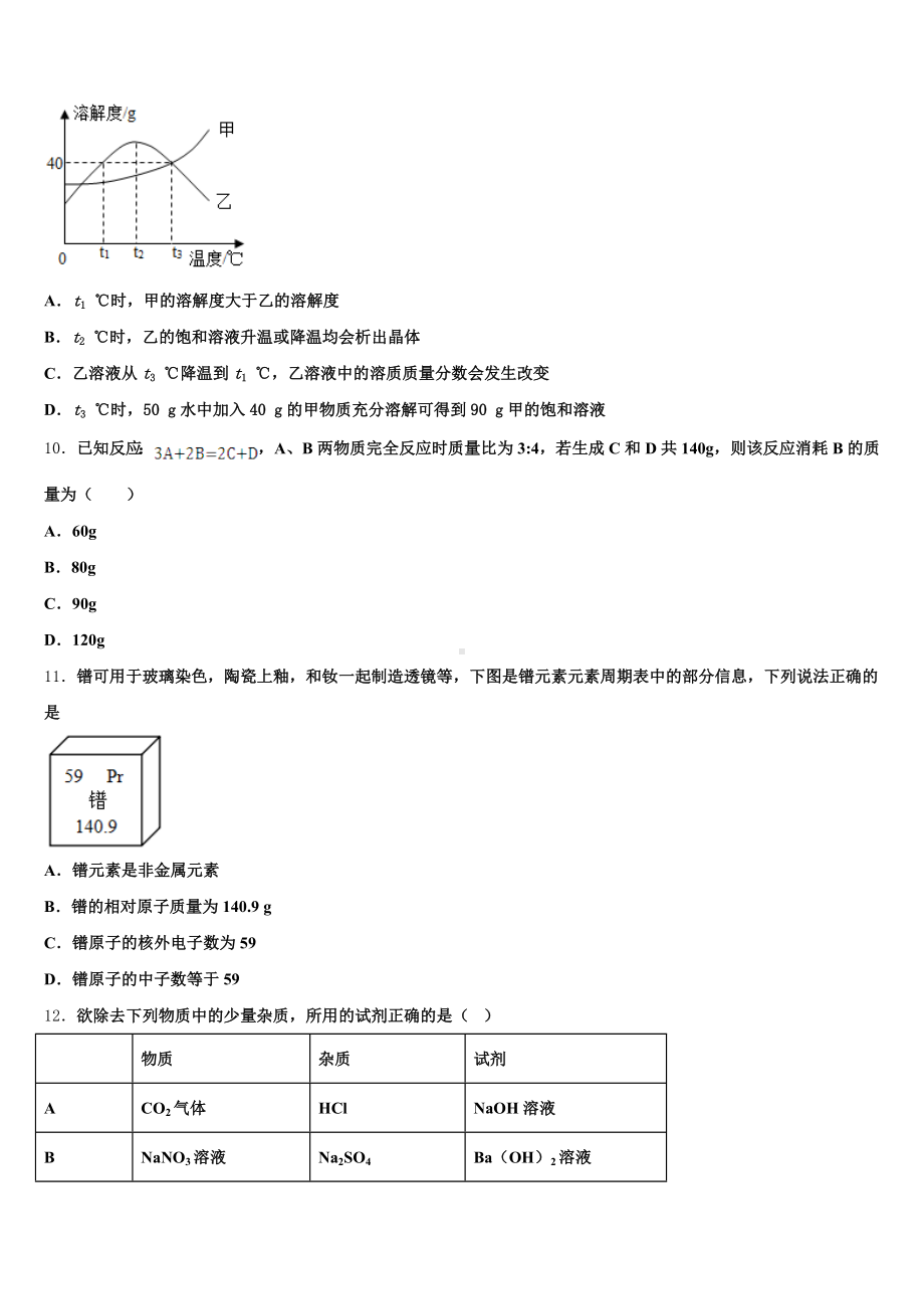 2025届河北省石家庄市辛集市初三第七次月考化学试题含解析.doc_第3页