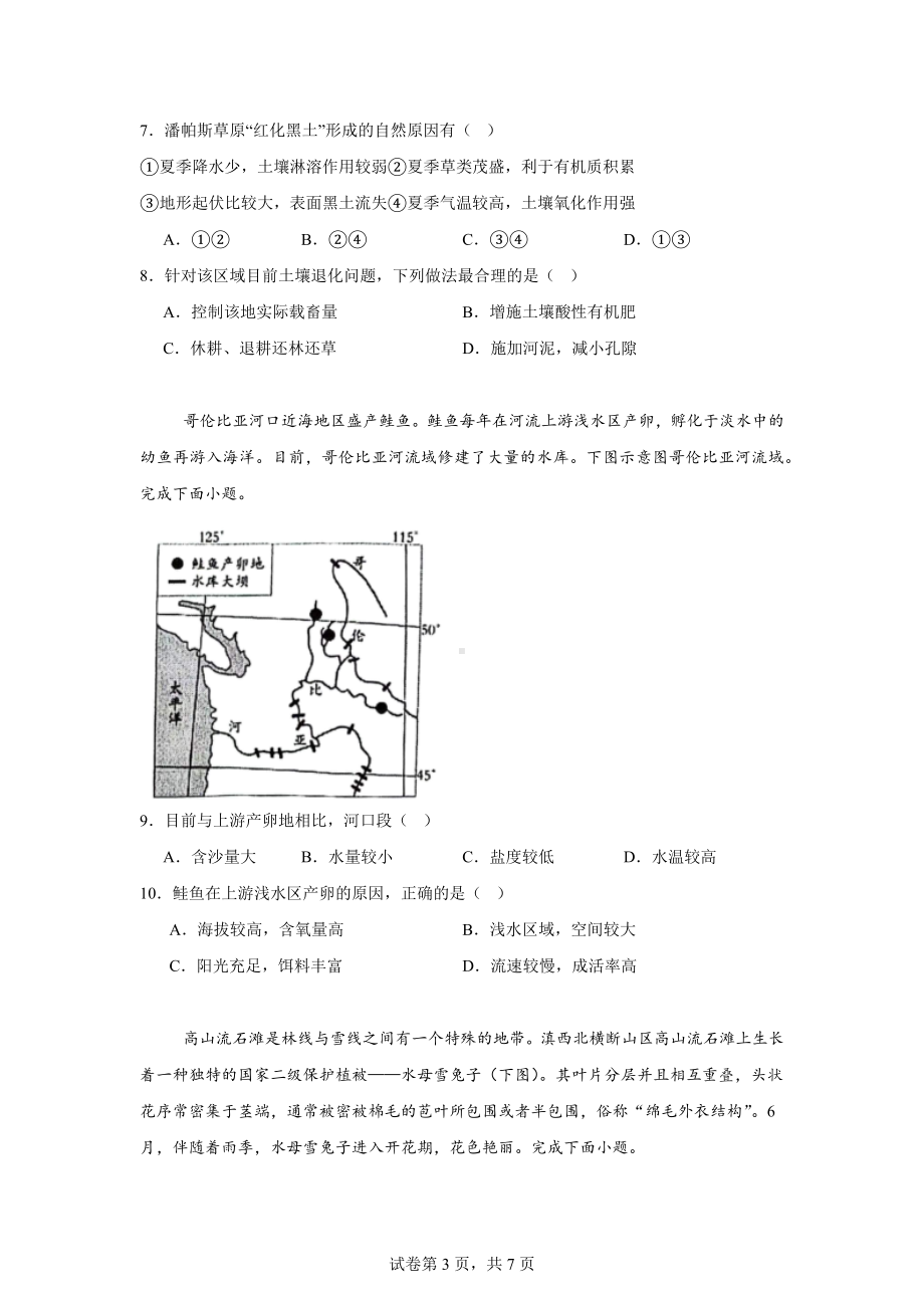 2024届吉林省吉林市普通高中高三第四次模拟考试地理试题.docx_第3页