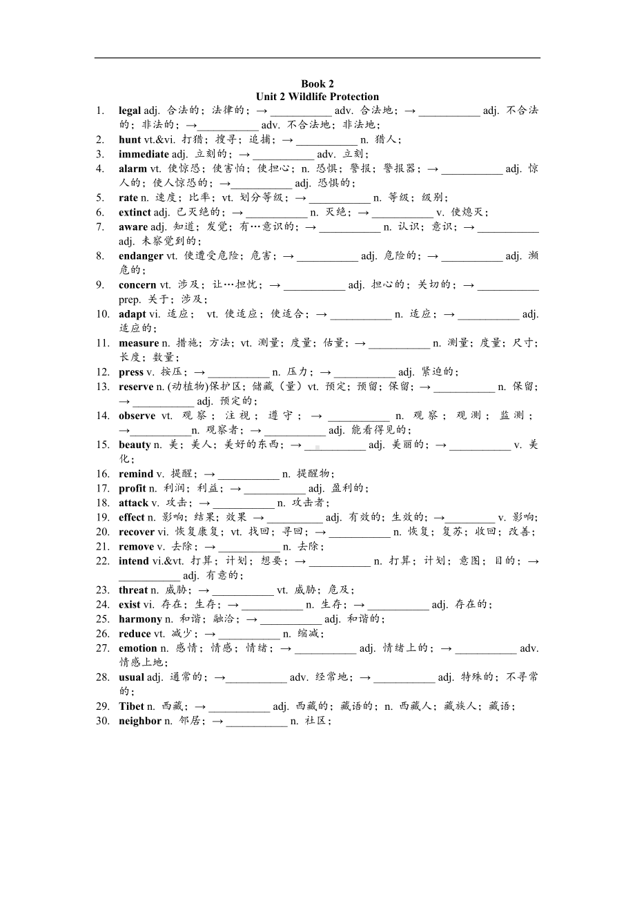 2024新人教版（2019）《高中英语》必修第二册词性转换练习.docx_第2页