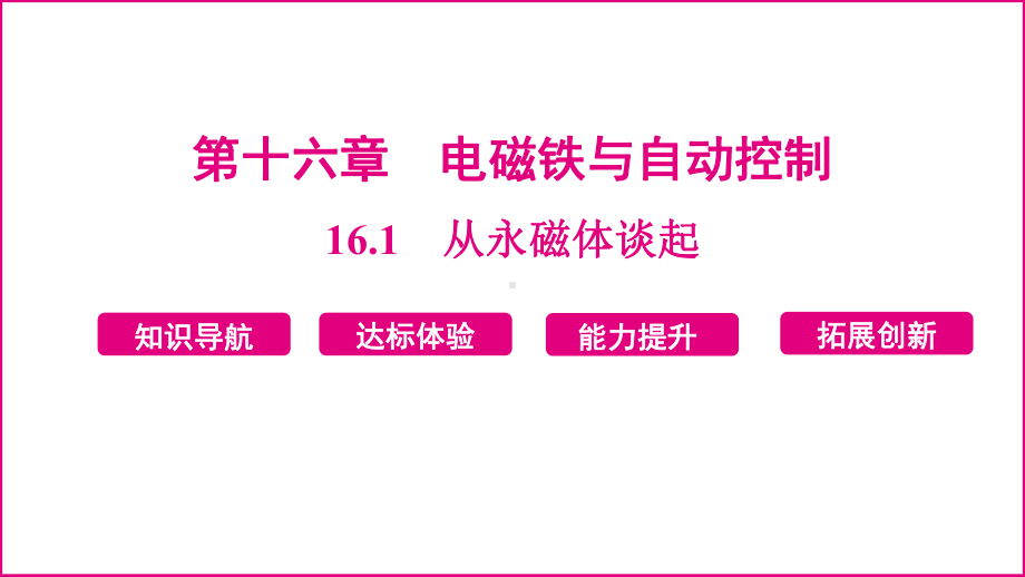 16.1　从永磁体谈起 课件 2024-2025学年度沪粤版物理九年级下册.pptx_第1页