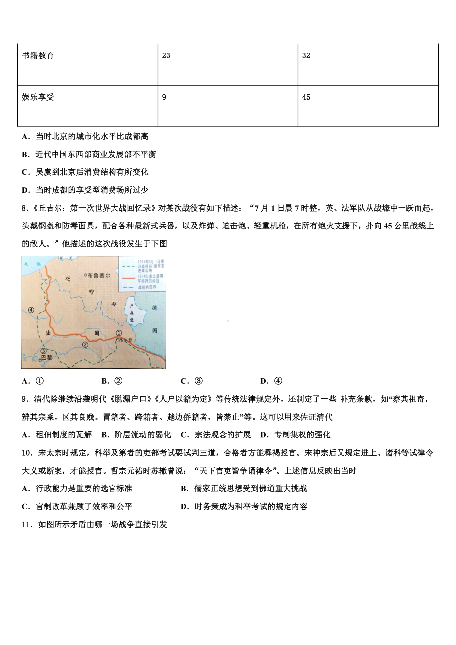 陕西省西安市第八中学2024年高三下学期一模考试历史试题含解析.doc_第3页