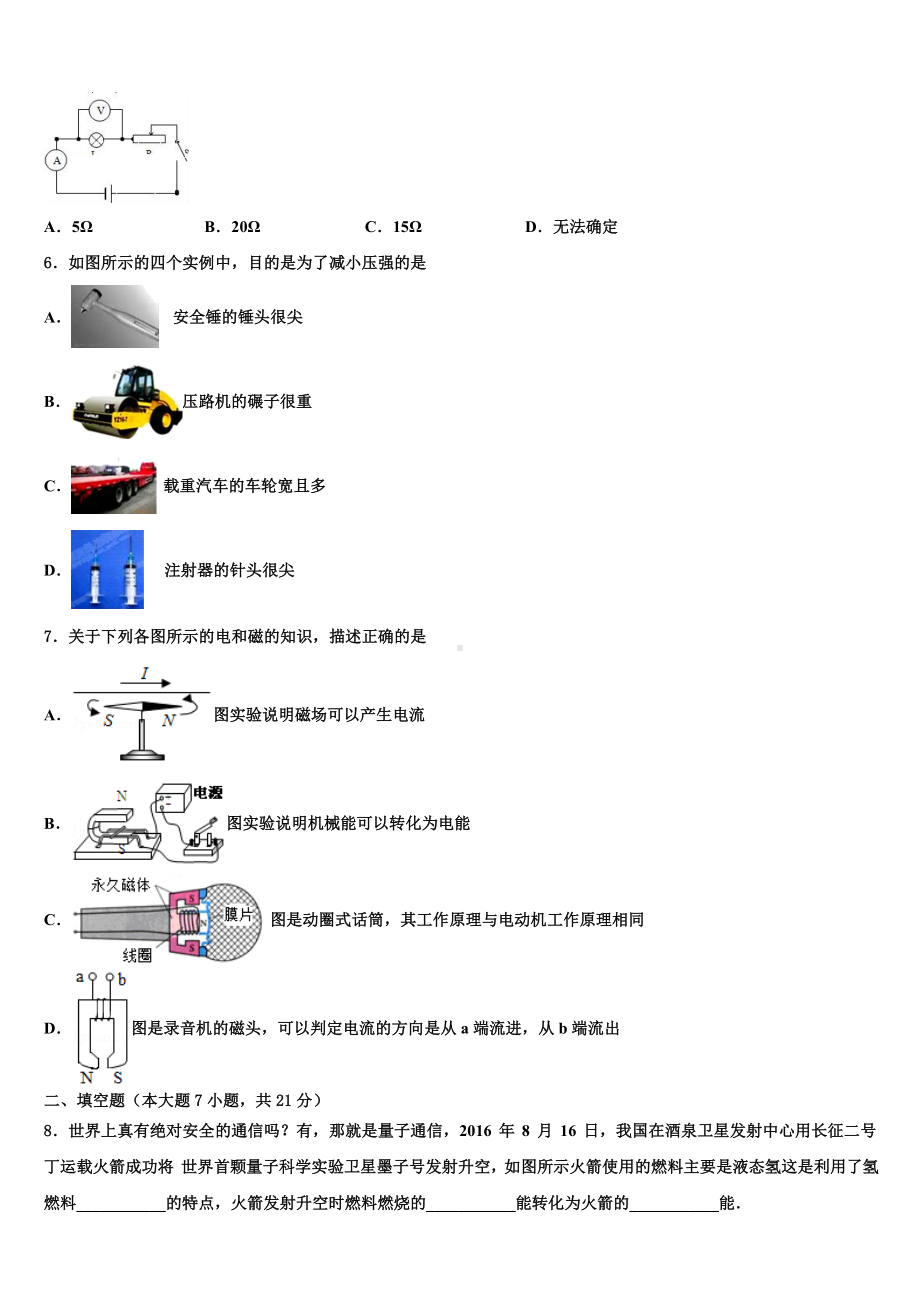 湖南省娄底市涟源市2024年中考物理押题卷含解析.doc_第2页