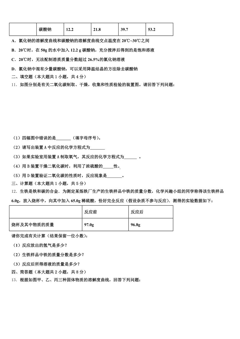 2024-2025学年福建省福州华侨中学初三下学期模拟化学试题含解析.doc_第3页