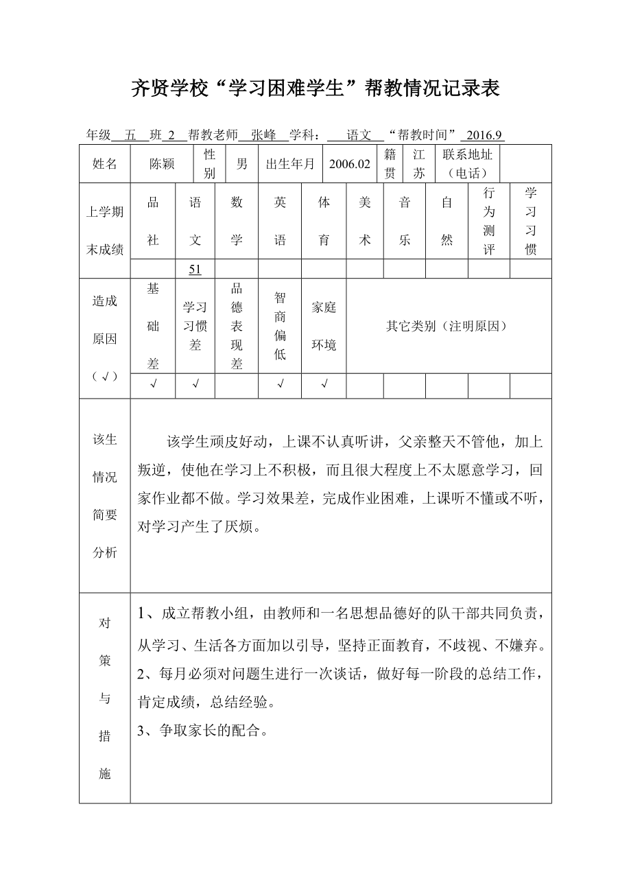 学困生帮教记录表.doc_第1页