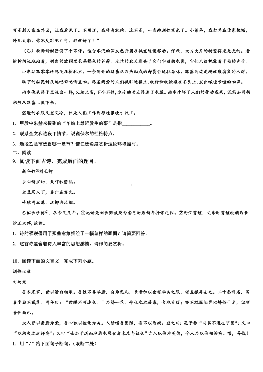 内蒙古鄂尔多斯市名校2023-2024学年中考语文最后一模试卷含解析.doc_第3页