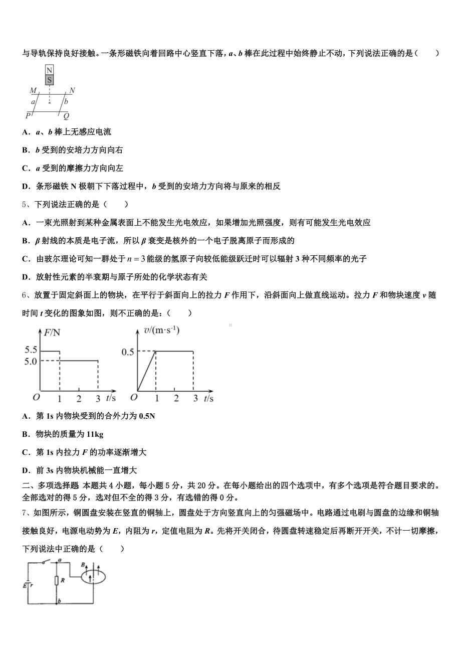 2025年湖北省黄冈市蔡河中学高三下学期周测物理试题含解析.doc_第2页