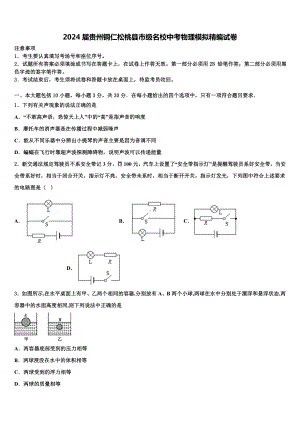 2024届贵州铜仁松桃县市级名校中考物理模拟精编试卷含解析.doc