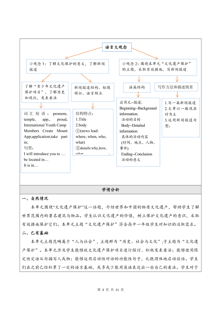 人教版（2019）高一英语必修第二册Unit 1 Cultural Heritage 大单元整体教学设计.docx_第3页