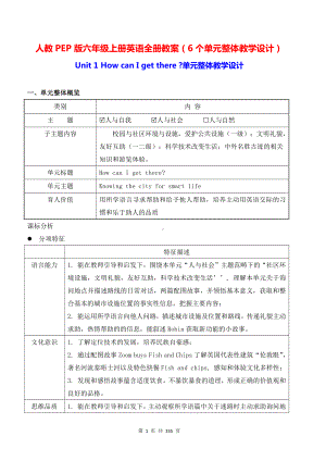 人教PEP版六年级上册英语全册教案（6个单元整体教学设计）.docx