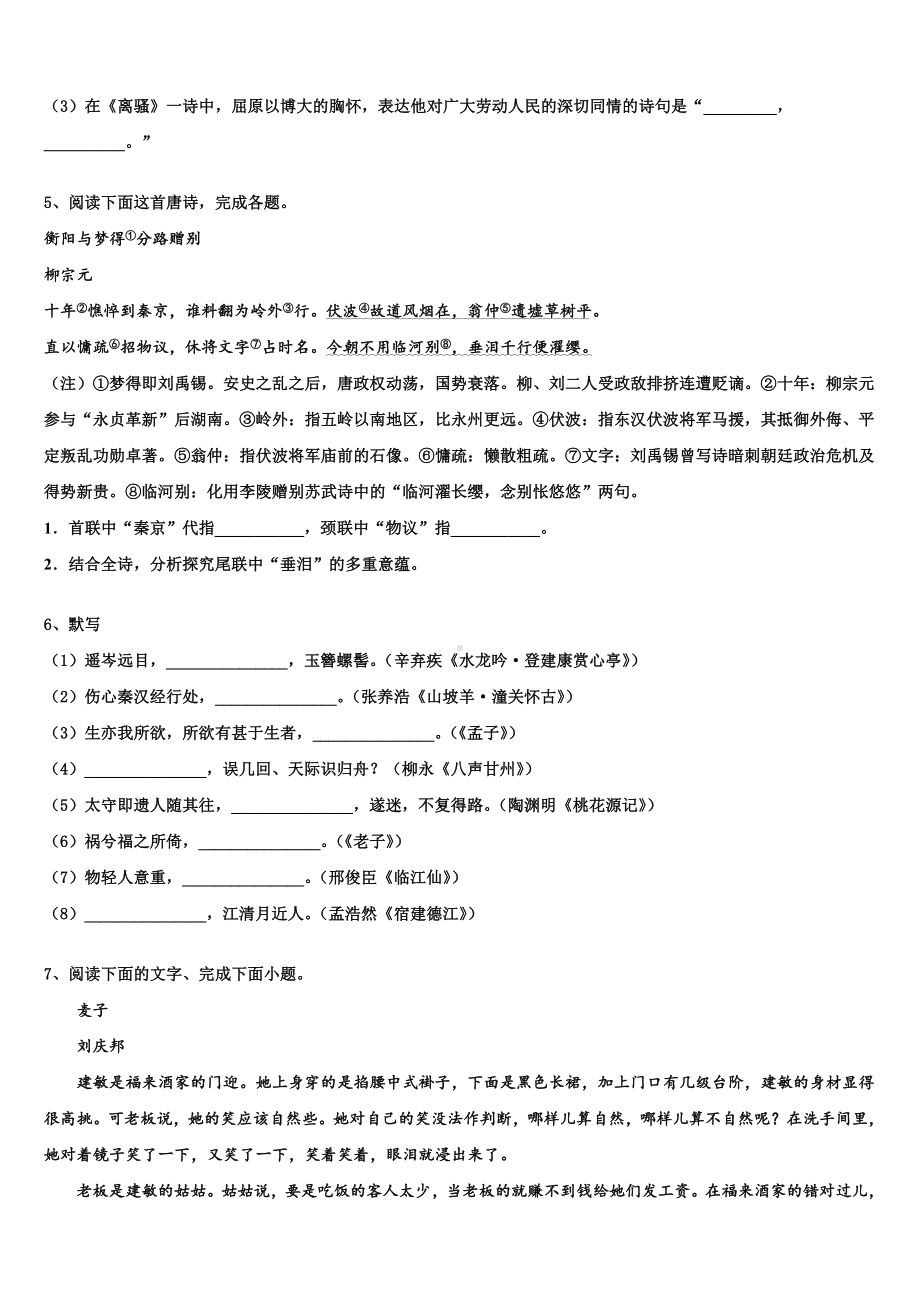 天津市重点名校2023-2024学年高考考前模拟语文试题含解析.doc_第3页