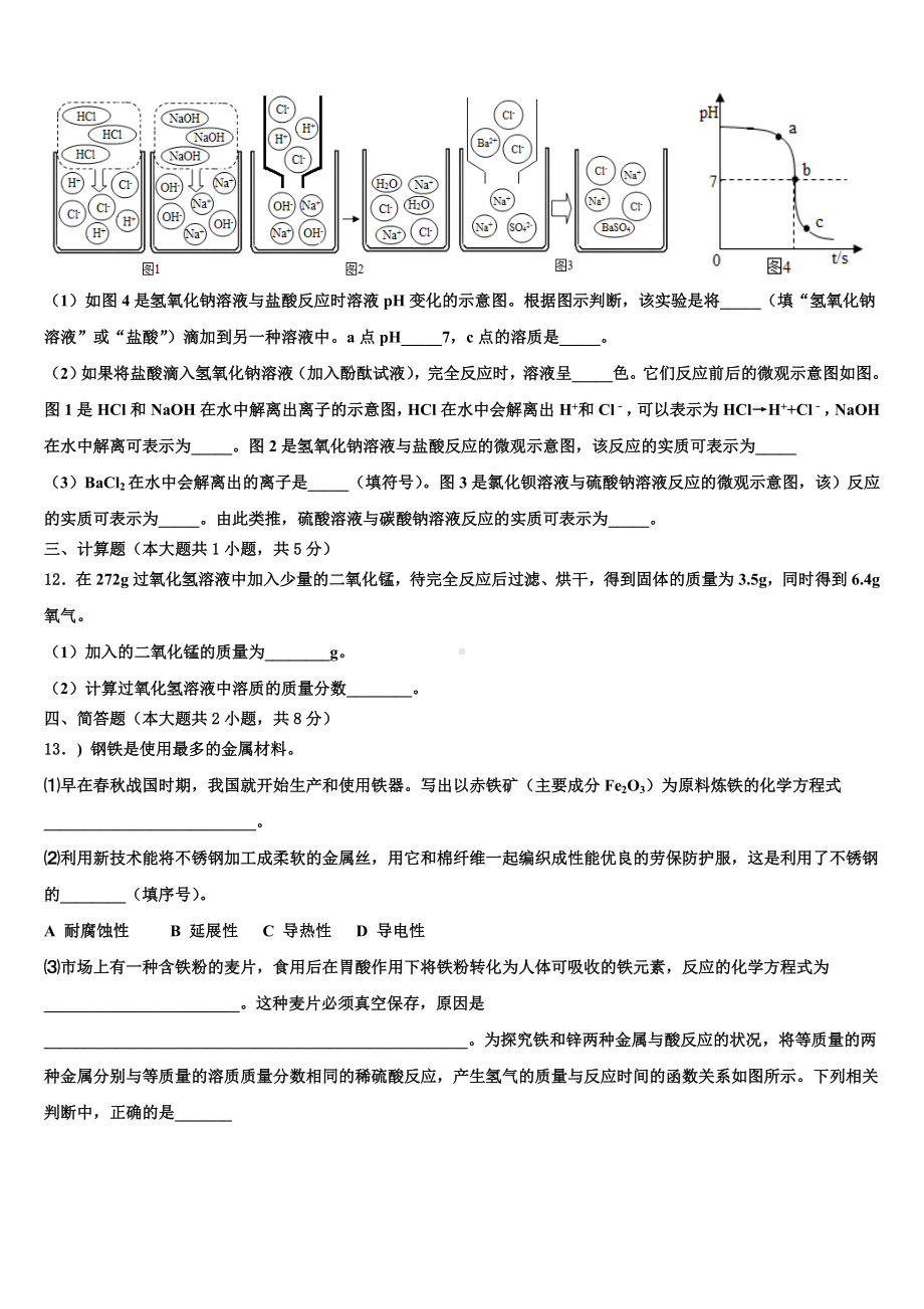 山东省济宁十五中学2023届中考化学最后冲刺模拟试卷含解析.doc_第3页