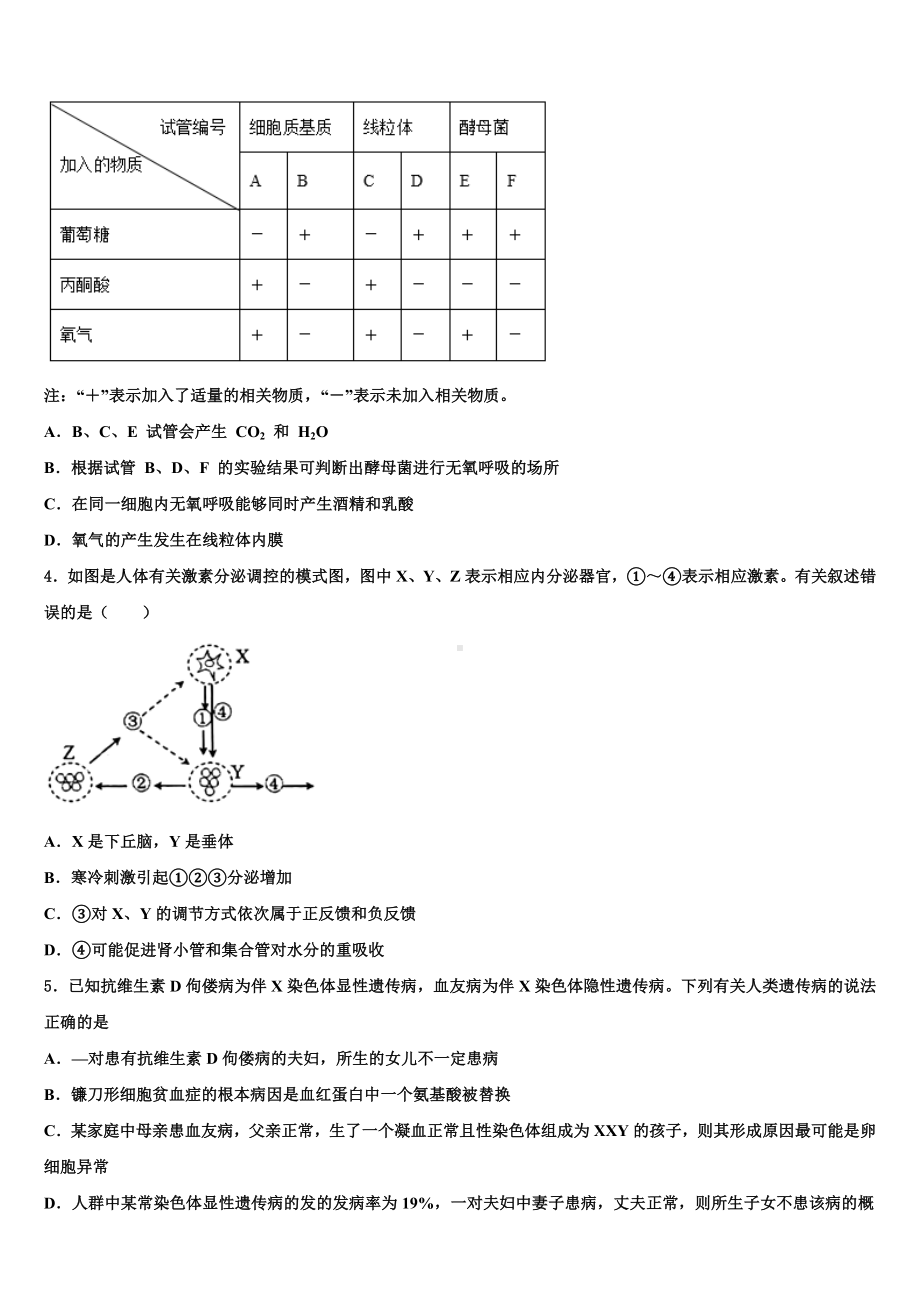 浙江省金华十校2023届高考冲刺押题(最后一卷)生物试卷含解析.doc_第2页