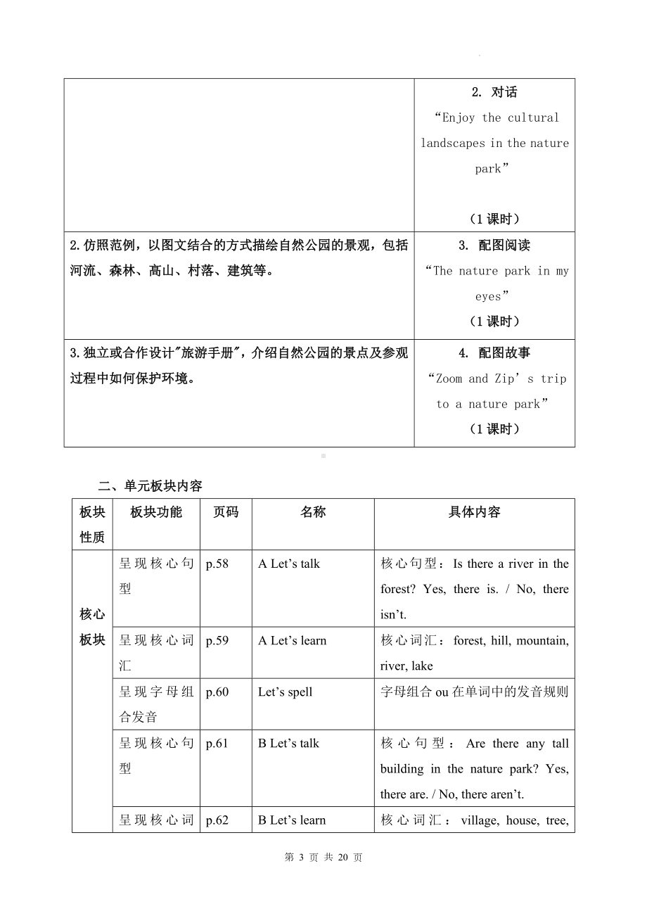 人教PEP版五年级上册英语Unit 6 In a nature park大单元整体教学设计.docx_第3页