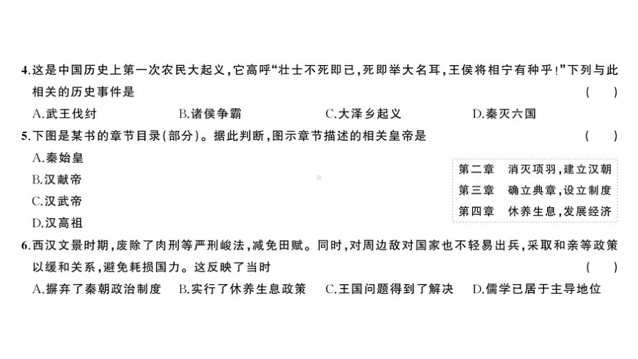 初中历史新人教版七年级上册第三单元 秦汉时期：统一民族封建国家的建立和巩固综合训练课件2024秋.pptx_第3页