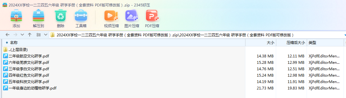 2024XX学校一二三四五六年级 研学手册（全套资料 PDF版可修改版）.zip