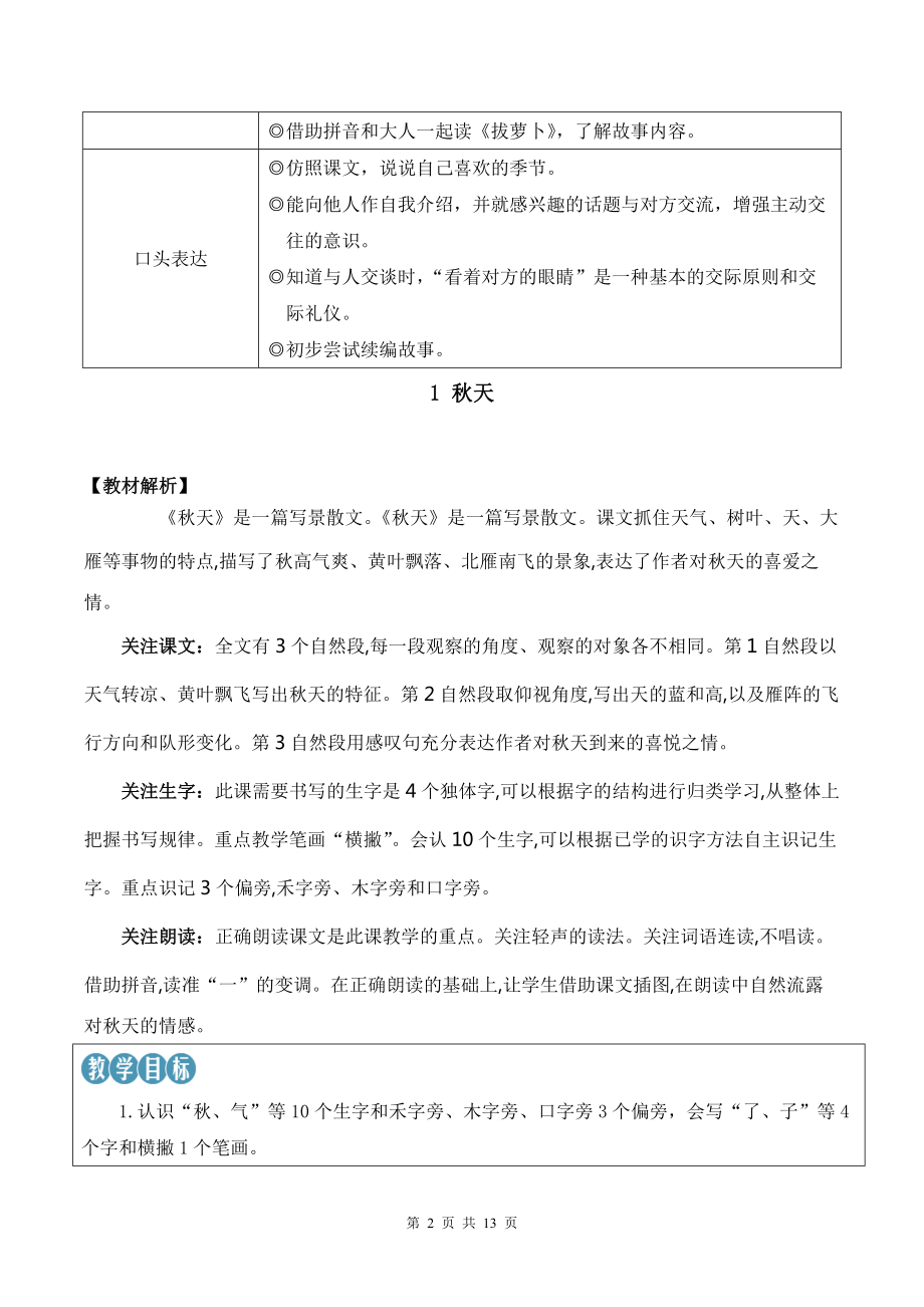 2024新部编版一上语文1 秋天 优质精品公开课教案.docx_第2页