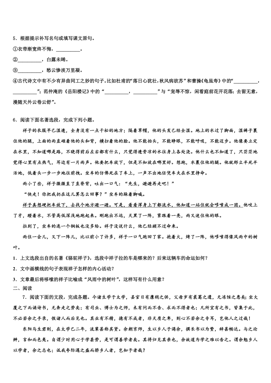 2022-2023学年广东省阳江市四校中考语文最后一模试卷含解析.doc_第2页