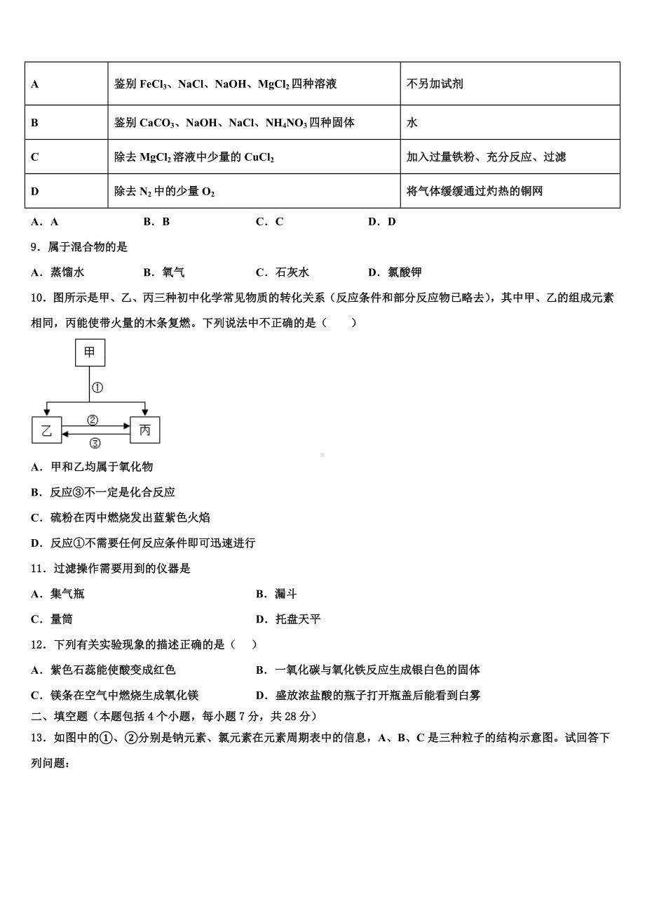 2023届松原市重点中学中考化学模拟预测题含解析.doc_第3页