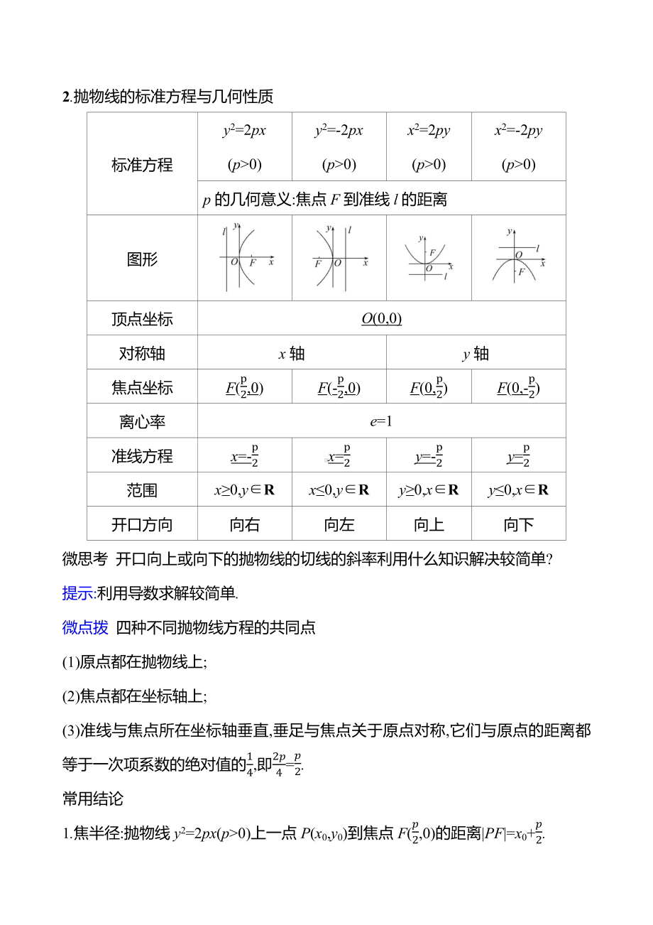 2025年高考数学一轮复习-第九章-第七节-抛物线【导学案】.docx_第2页