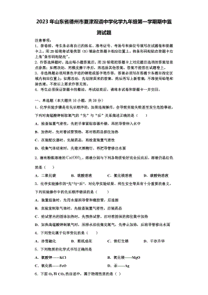 2023年山东省德州市夏津双语中学化学九年级第一学期期中监测试题含解析.doc