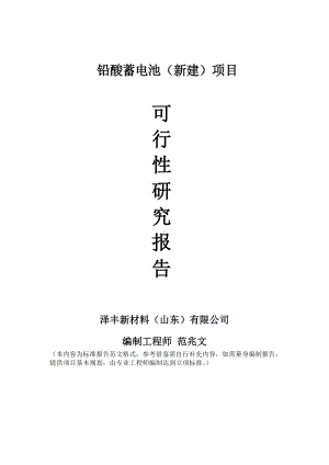 铅酸蓄电池建议书可行性研究报告备案可修改案例模板.doc