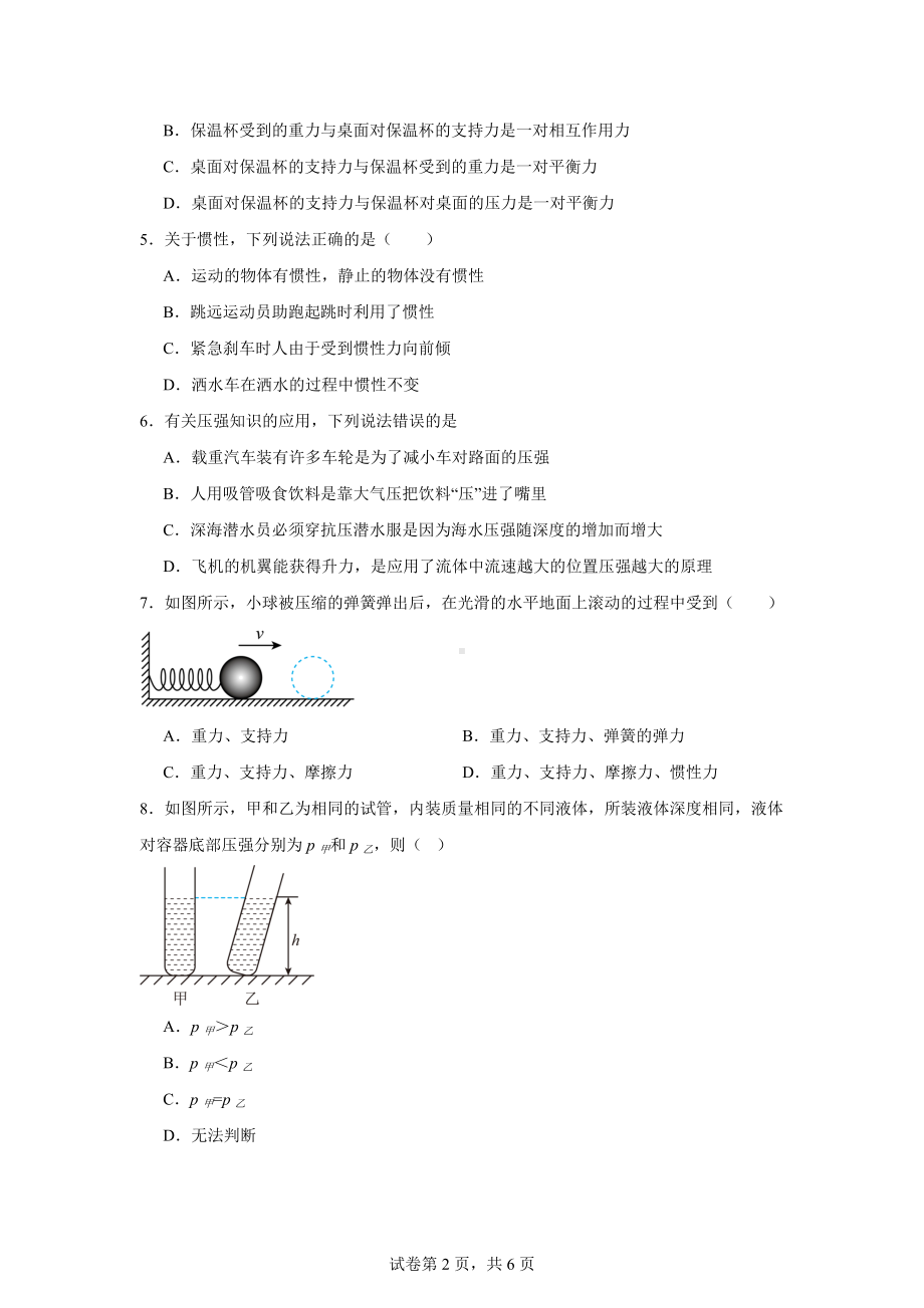 西藏自治区日喀则市昂仁县2023-2024学年八年级下学期5月期中物理试题.docx_第2页