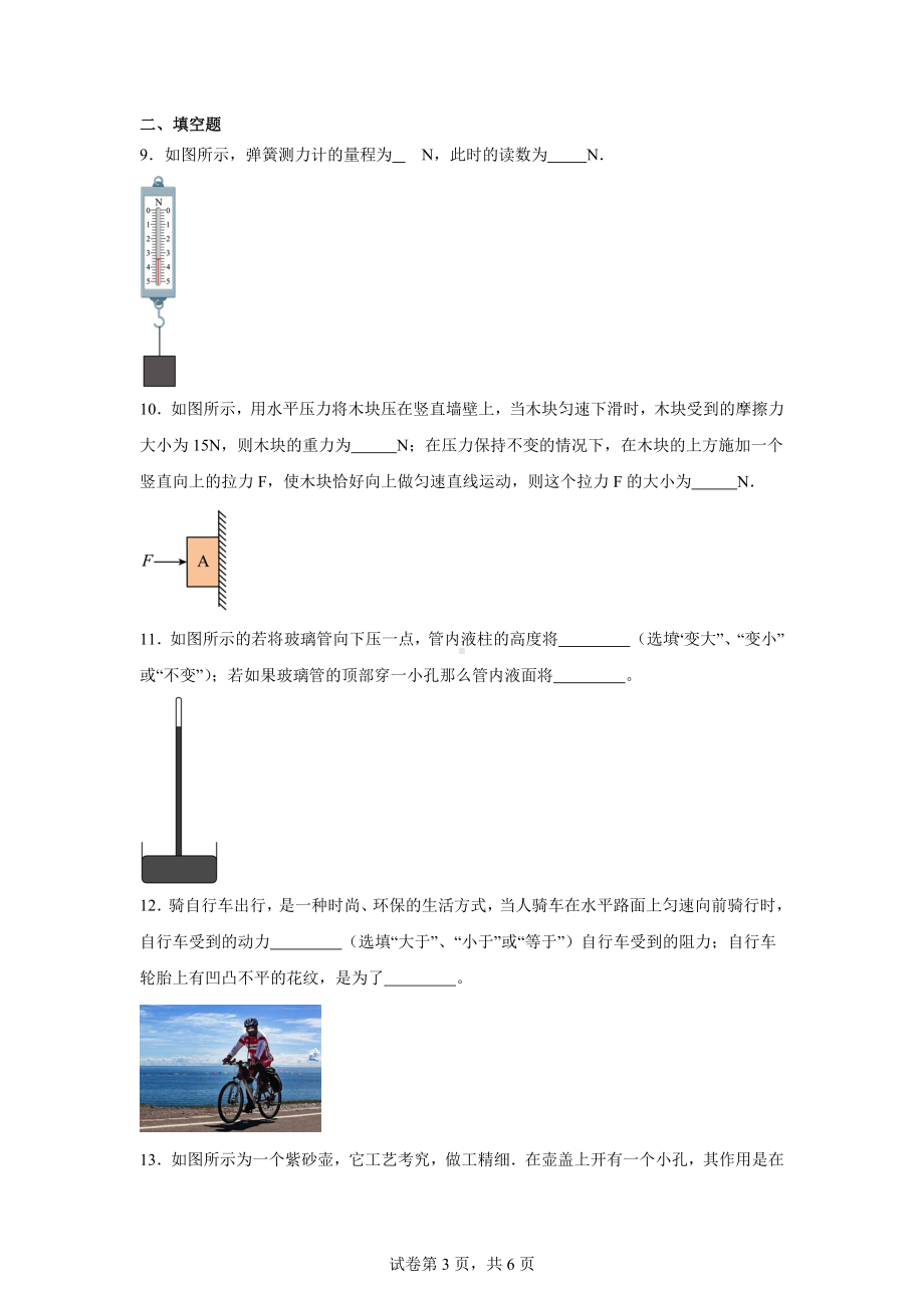 西藏自治区日喀则市昂仁县2023-2024学年八年级下学期5月期中物理试题.docx_第3页