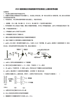 2024届安徽省太和县民族中学生物高三上期末统考试题含解析.doc