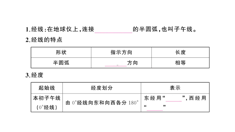 初中地理新人教版七年级上册第一章第二节第2课时 经线和经度 纬线和纬度 利用经纬网定位作业课件2024秋.pptx_第3页