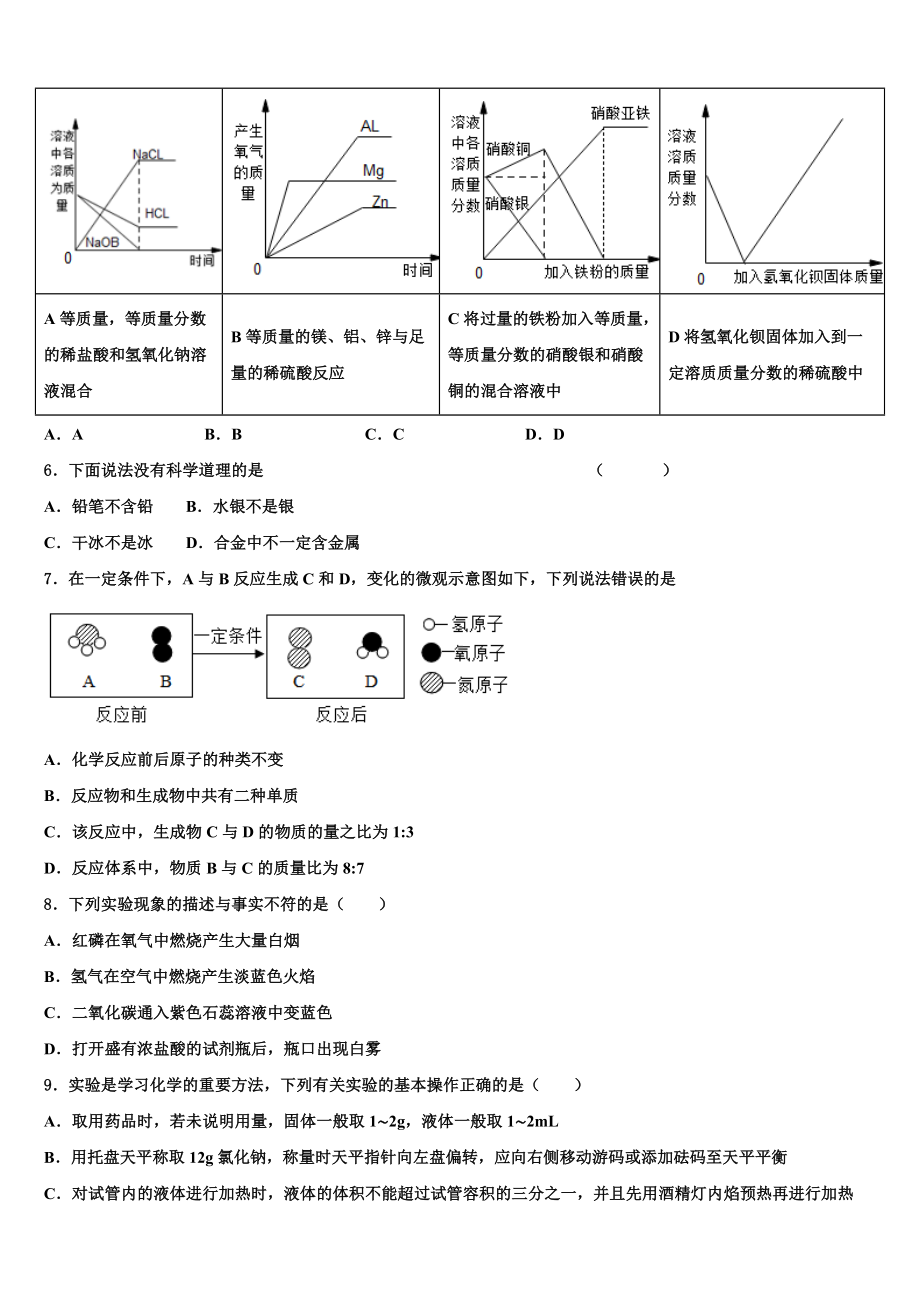 湖北省通城市隽水镇南门中学2023-2024学年中考化学最后冲刺浓缩精华卷含解析.doc_第2页